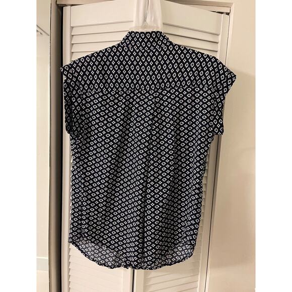Jachs GirlFriend NY Collared Sleeveles 100% Rayon Black&Cream Geometric A+ - Picture 2 of 5